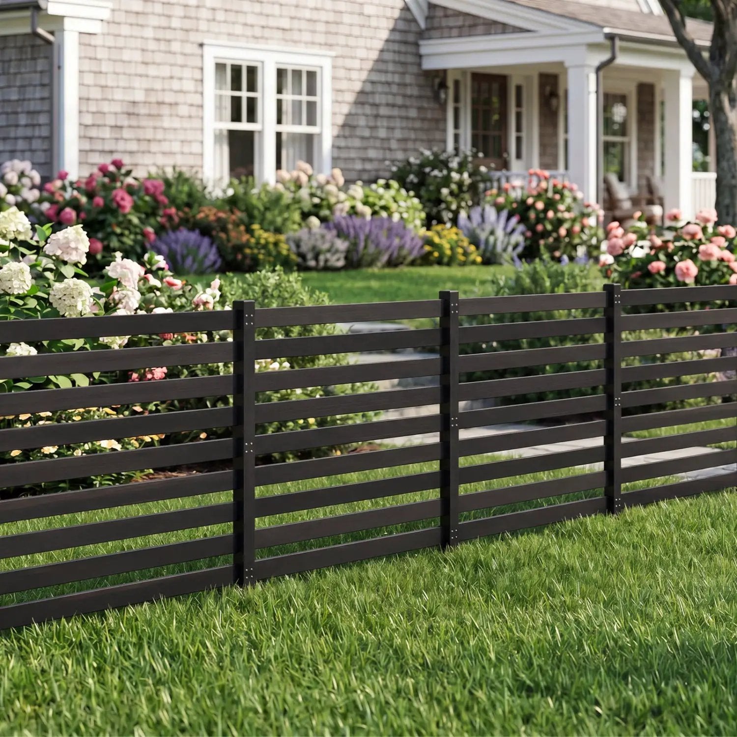 4-Panel Wooden Outdoor Privacy Fence with Ground Stakes by DirectDeals