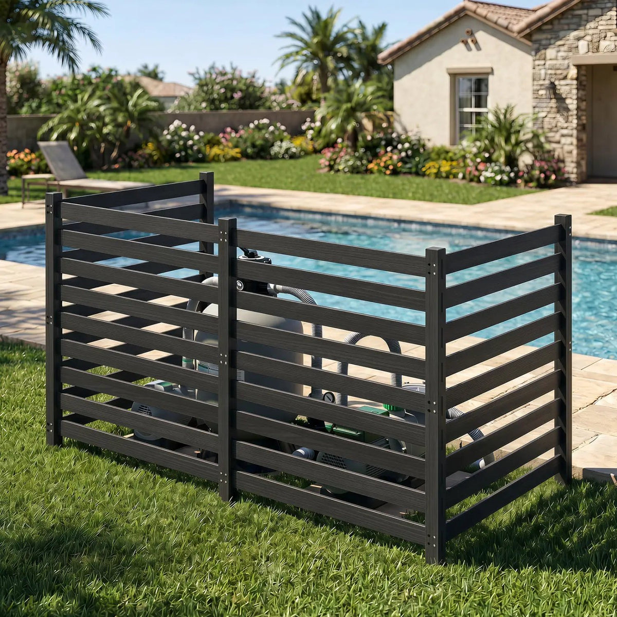 4-Panel Wooden Outdoor Privacy Fence with Ground Stakes by DirectDeals