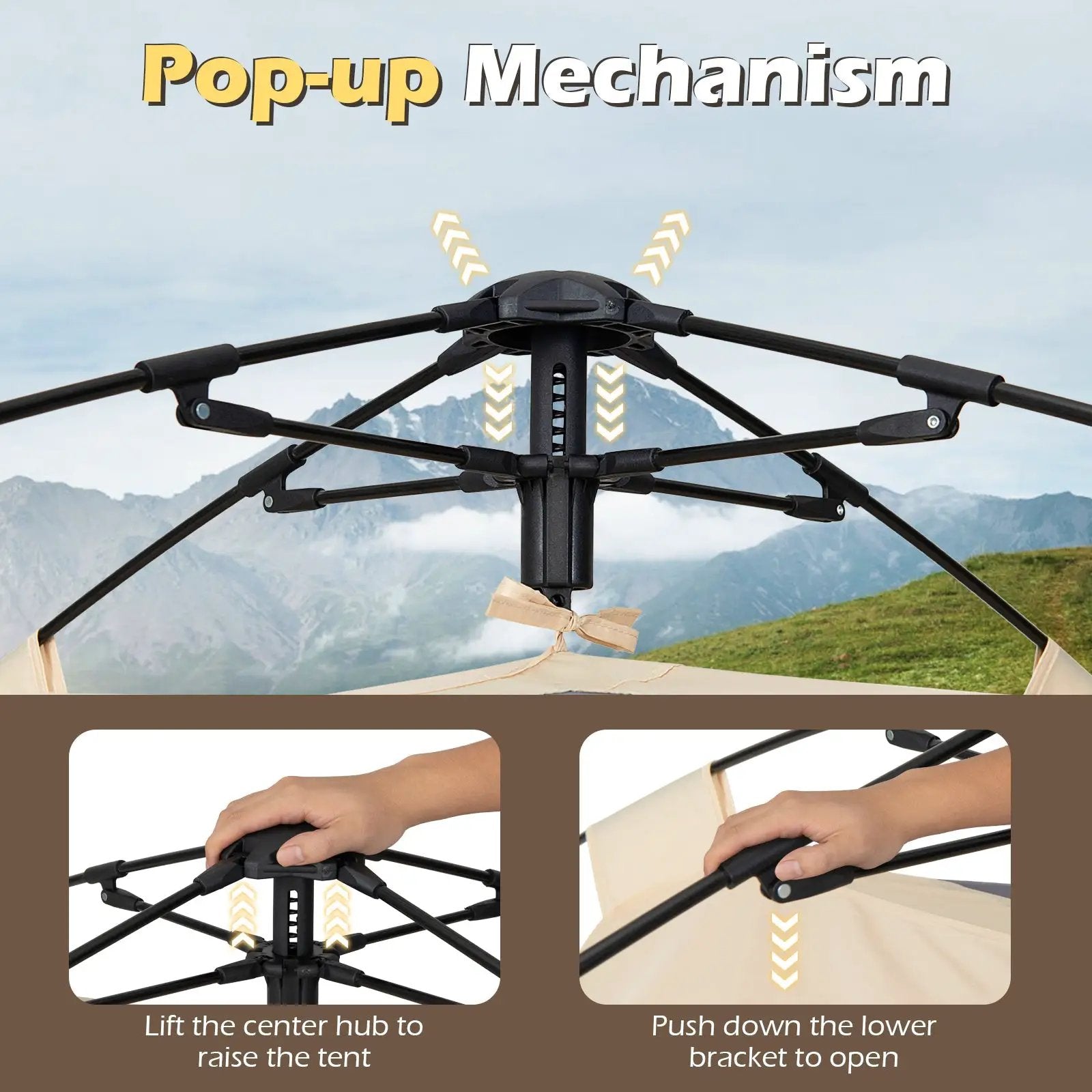 4 Person Camping Tent Portable Automatic Easy Setup with Rainfly and 2 Doors by DirectDeals