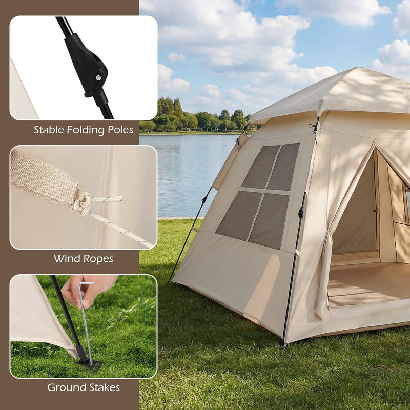 4 Person Camping Tent Portable Automatic Easy Setup with Rainfly and 2 Doors by DirectDeals