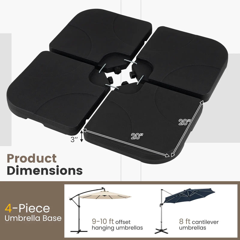 4-Piece Cantilever Offset Base 164 LBS Heavy-Duty Square with U-Locking Pins-Black by DirectDeals