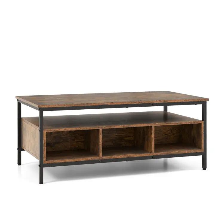 4-Piece Industrial Living Room Set: Fireplace TV Stand + 3-Tier Industrial Style Coffee Table + 71 Inch Freestanding Hall Tree + Adjustable C-shape Sofa Side Table by DirectDeals