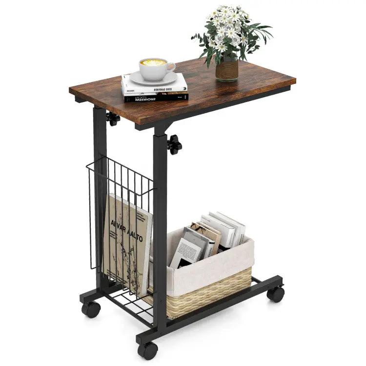 4-Piece Industrial Living Room Set: Fireplace TV Stand + 3-Tier Industrial Style Coffee Table + 71 Inch Freestanding Hall Tree + Adjustable C-shape Sofa Side Table by DirectDeals