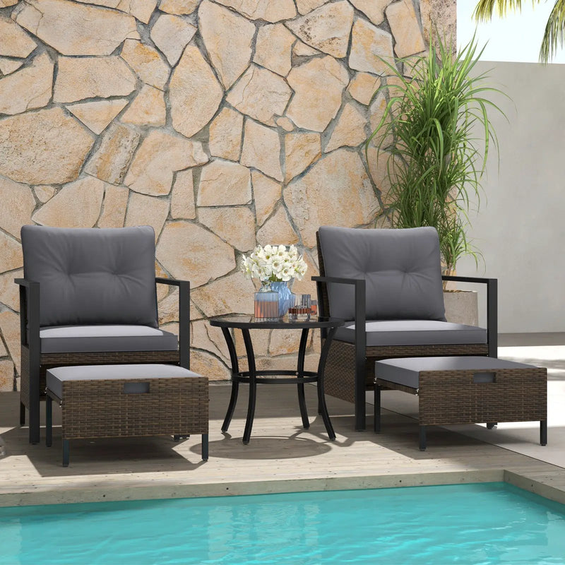 4 Piece Outdoor Furniture Set with Glass Topped Coffee Table by DirectDeals