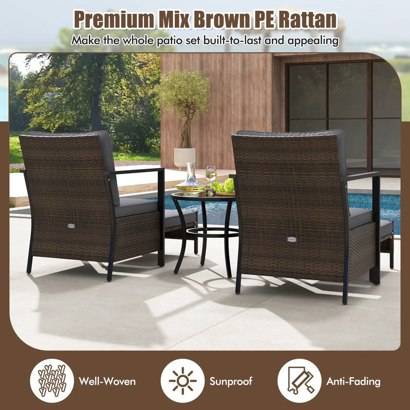 4 Piece Outdoor Furniture Set with Glass Topped Coffee Table by DirectDeals