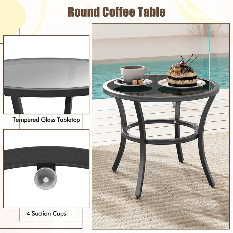 4 Piece Outdoor Furniture Set with Glass Topped Coffee Table by DirectDeals