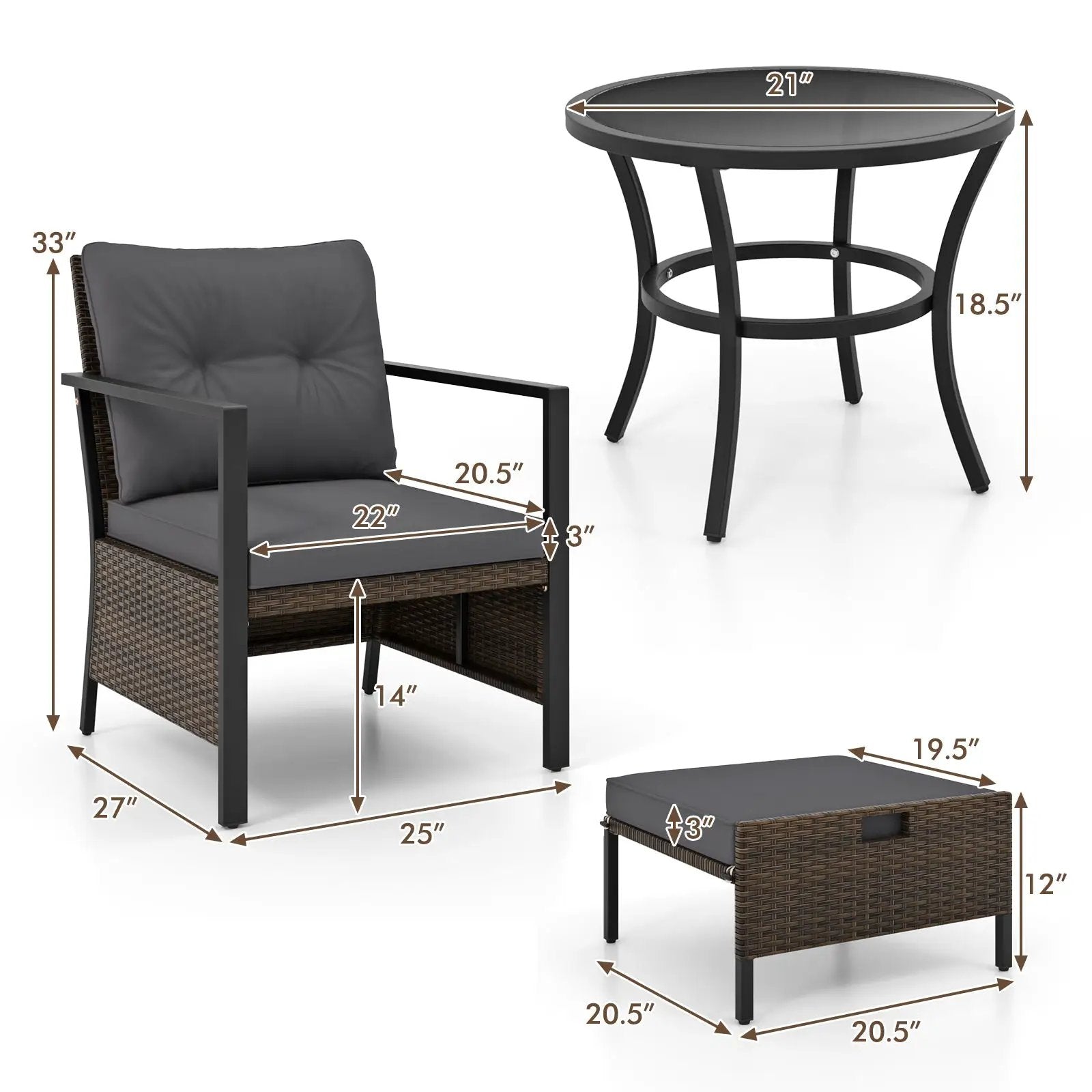 4 Piece Outdoor Furniture Set with Glass Topped Coffee Table by DirectDeals