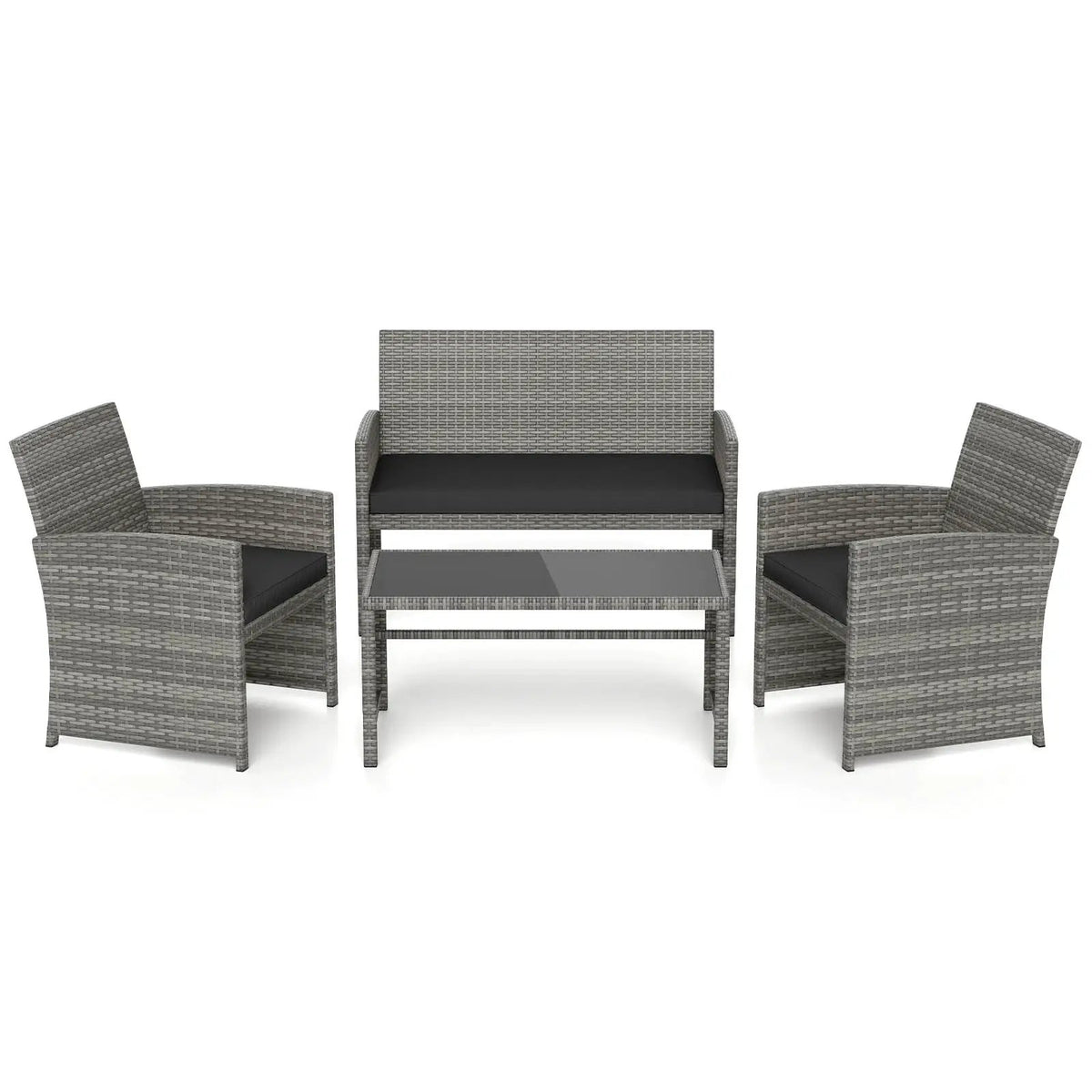 4 Piece Patio Conversation Set Rattan Chair Loveseat and Table Set by DirectDeals