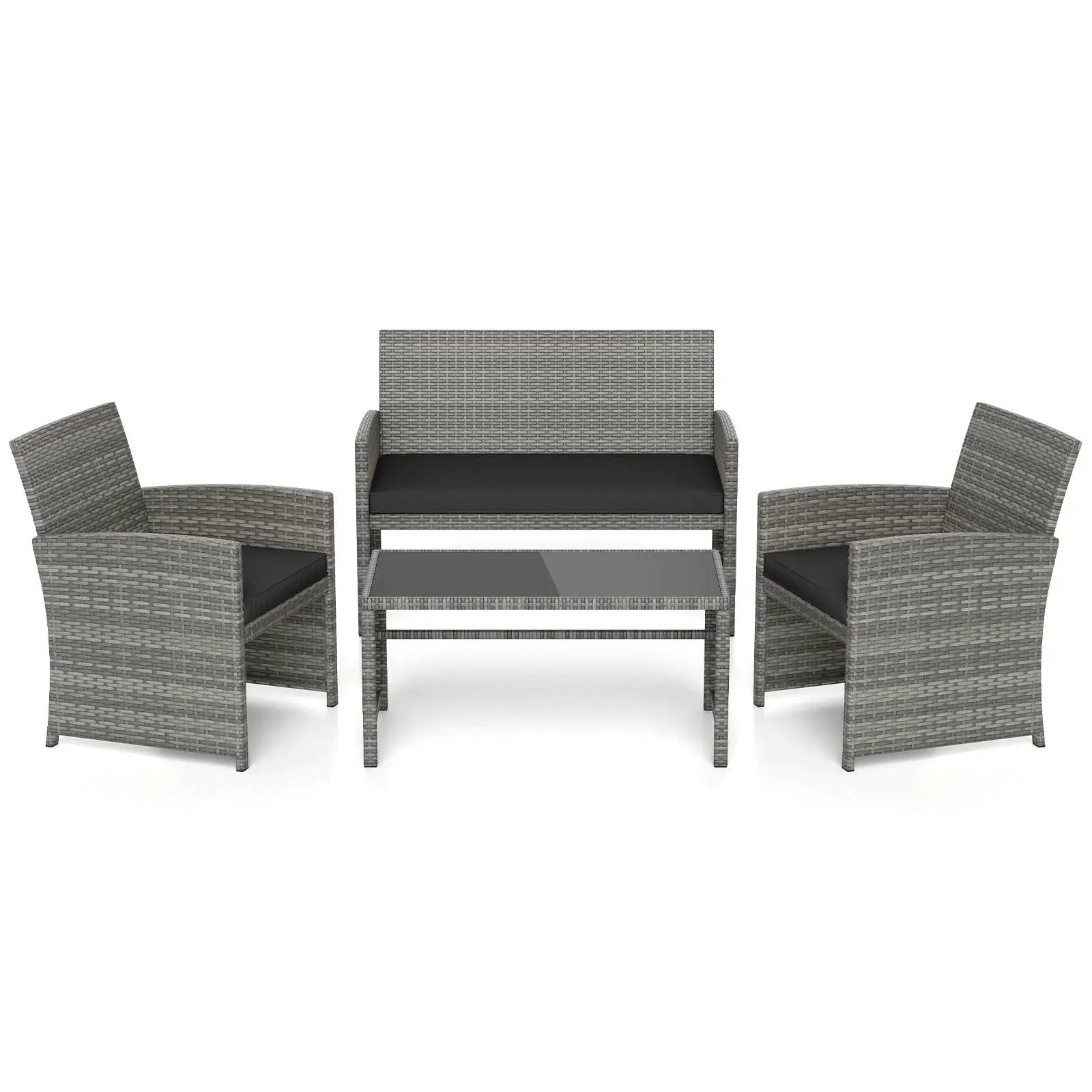4 Piece Patio Conversation Set Rattan Chair Loveseat and Table Set by DirectDeals
