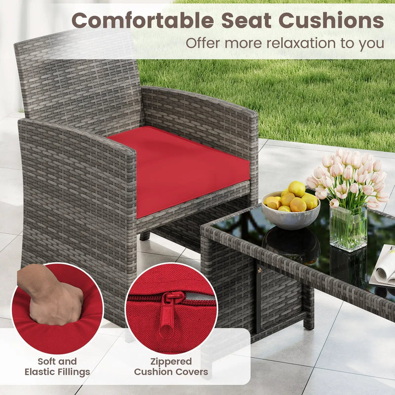 4 Piece Patio Conversation Set Rattan Chair Loveseat and Table Set by DirectDeals