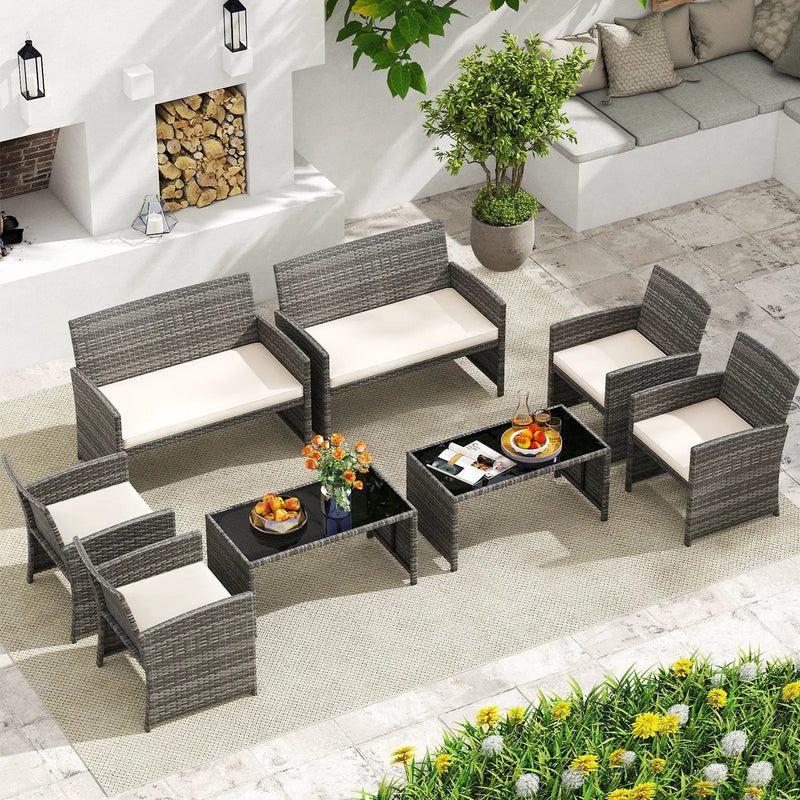 4 Piece Patio Conversation Set Rattan Chair Loveseat and Table Set by DirectDeals