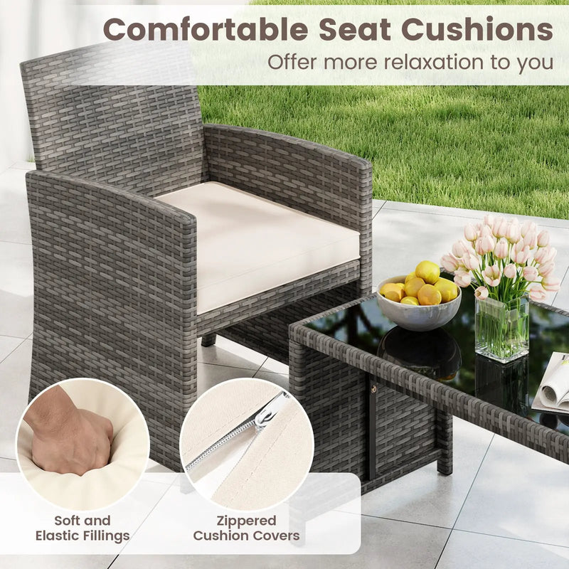 4 Piece Patio Conversation Set Rattan Chair Loveseat and Table Set by DirectDeals