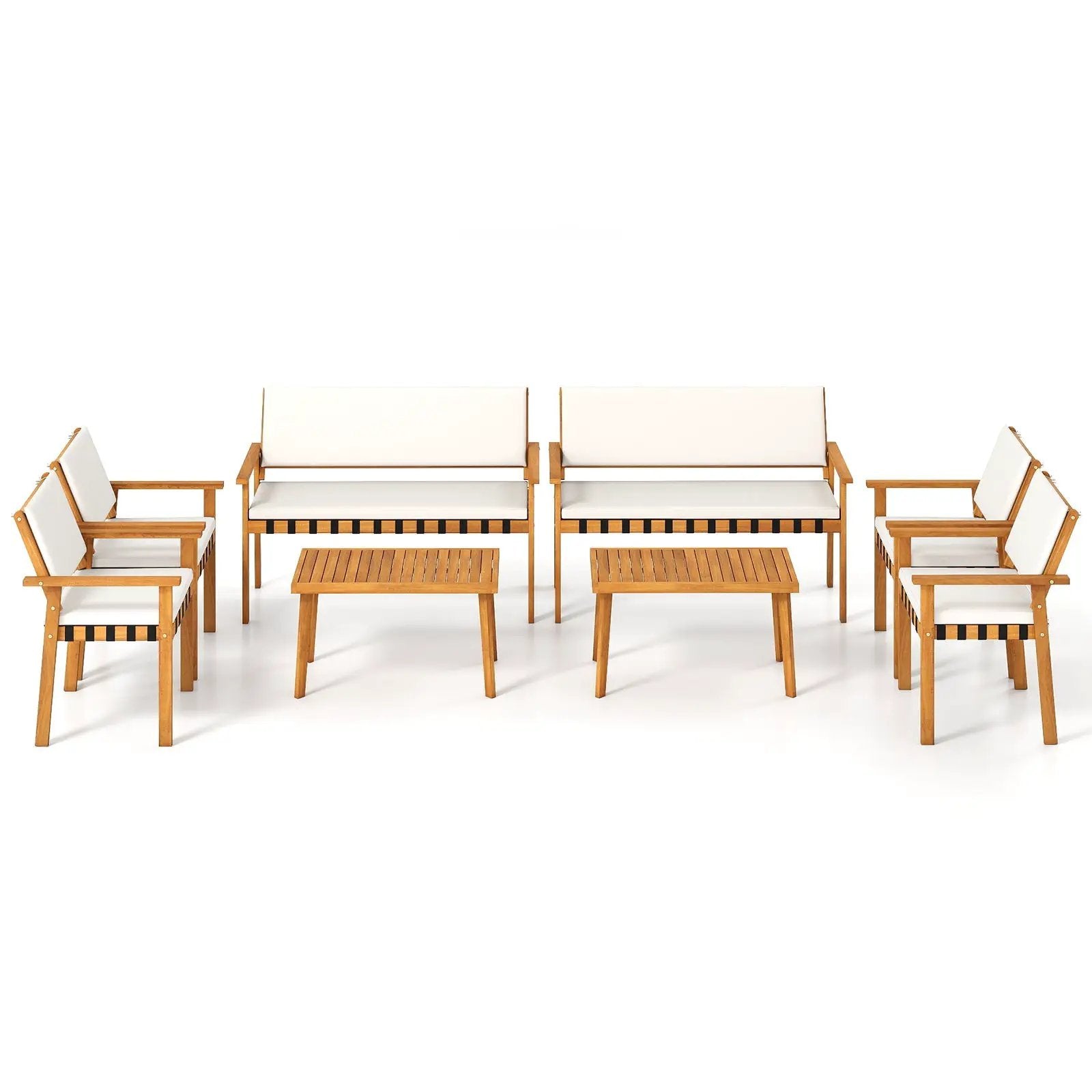 4 Piece Patio Furniture Set with Coffee Table for Backyard and Garden-White by DirectDeals