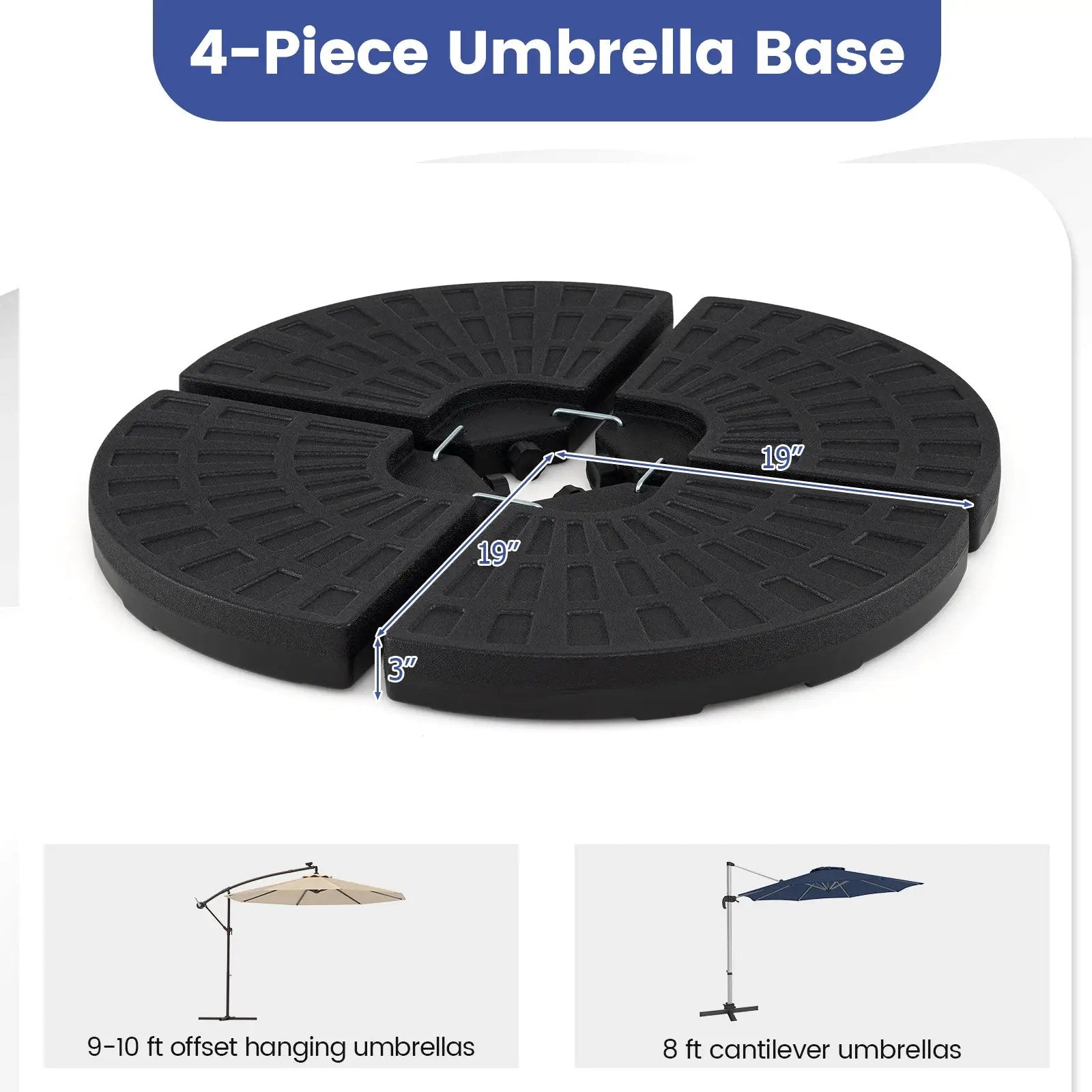 4-Piece Patio Market Umbrella Base 140 LBS Heavy-Duty with U-Locking Pins-Black by DirectDeals