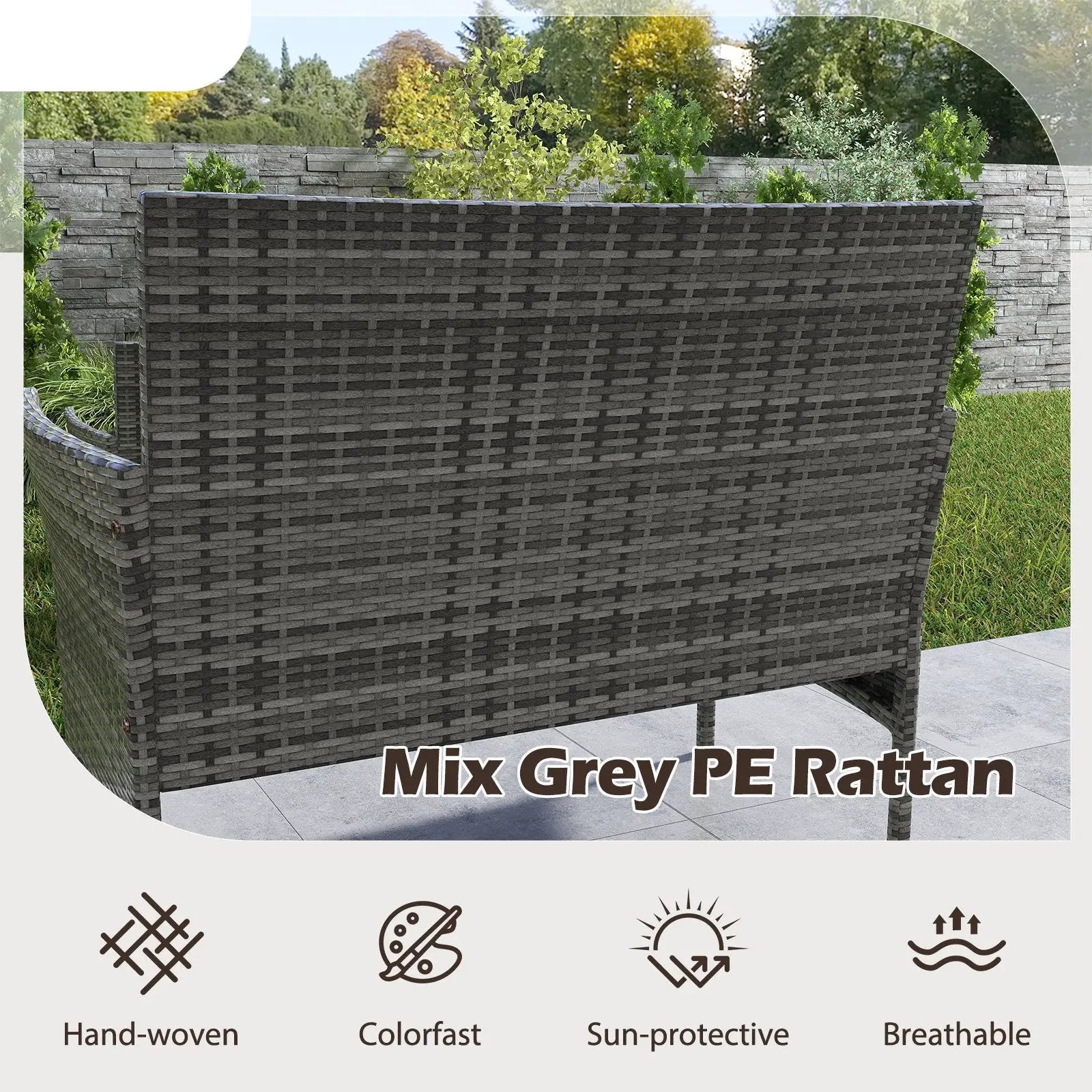 4 Pieces Patio Rattan Conversation Set with Tempered Glass Coffee Table by DirectDeals