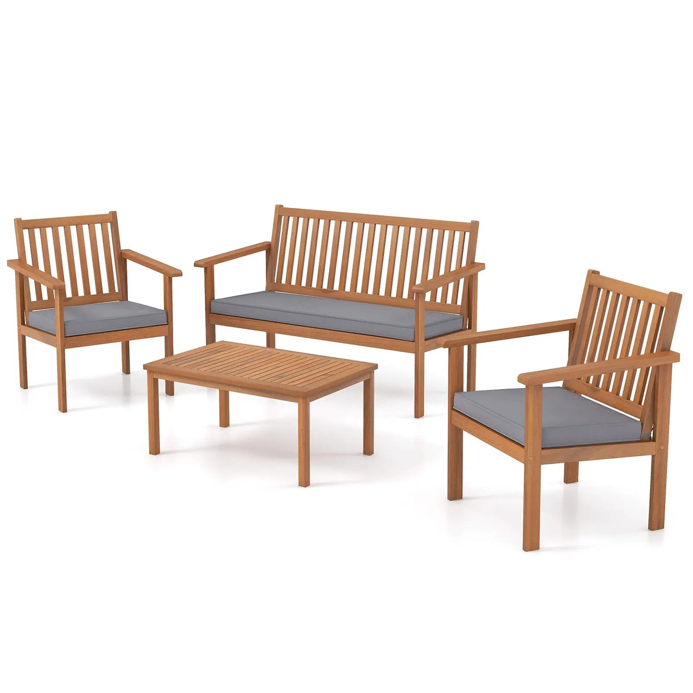 4 Piece Patio Wood Furniture Set Acacia Wood Sofa Set with Loveseat by DirectDeals