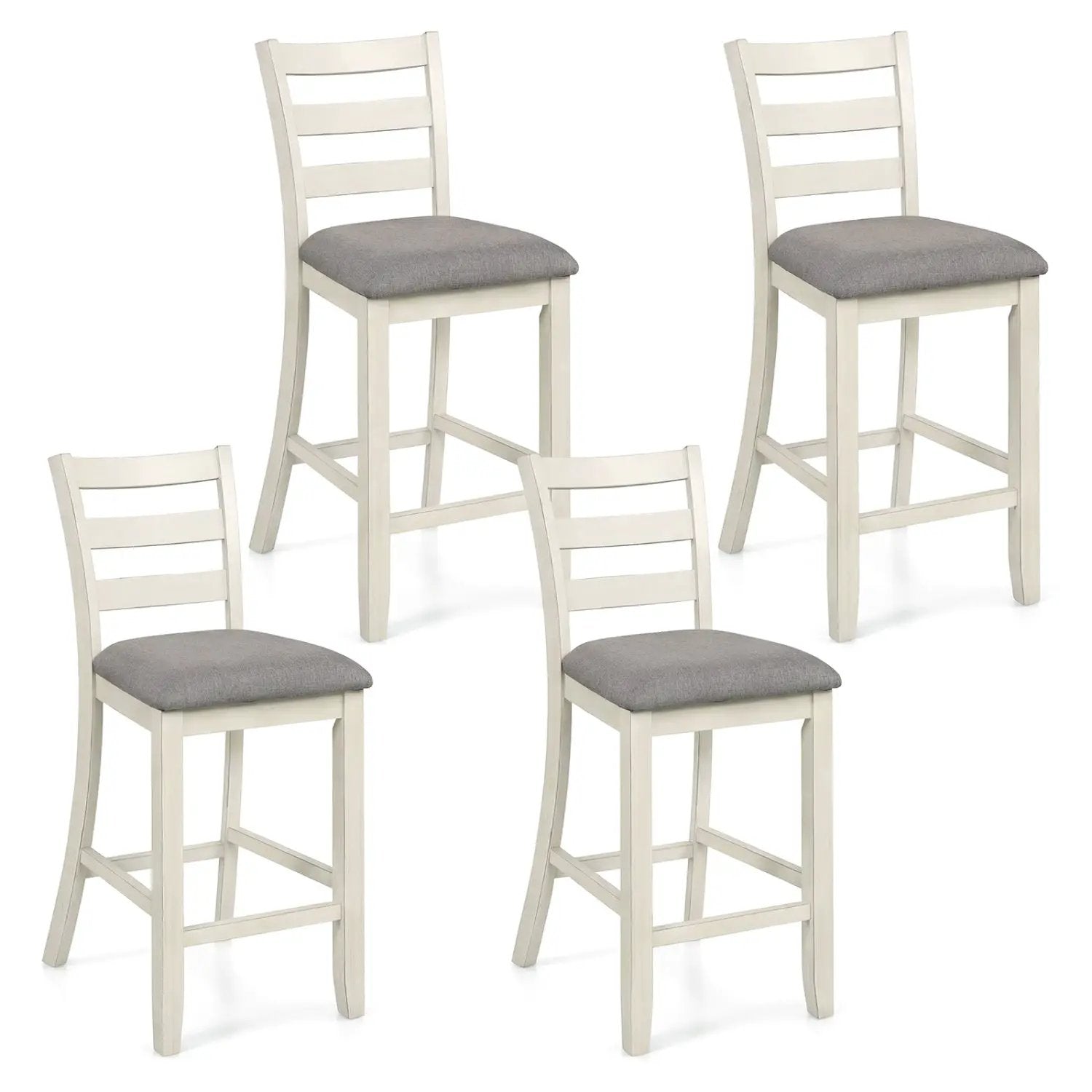 4 Pieces Counter Height Chairs with Fabric Seat and Rubber Wood Legs by DirectDeals