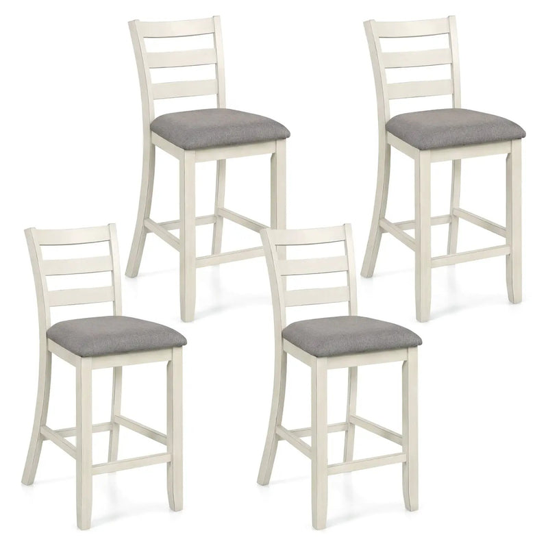 4 Pieces Counter Height Chairs with Fabric Seat and Rubber Wood Legs by DirectDeals