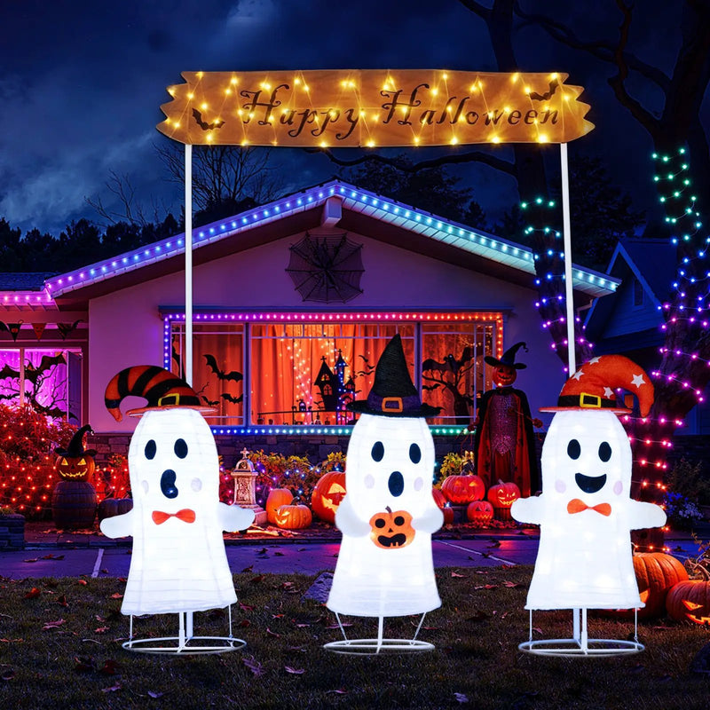 4 Pieces Halloween Decoration Pop up Ghosts with Gate and LED Lights by DirectDeals