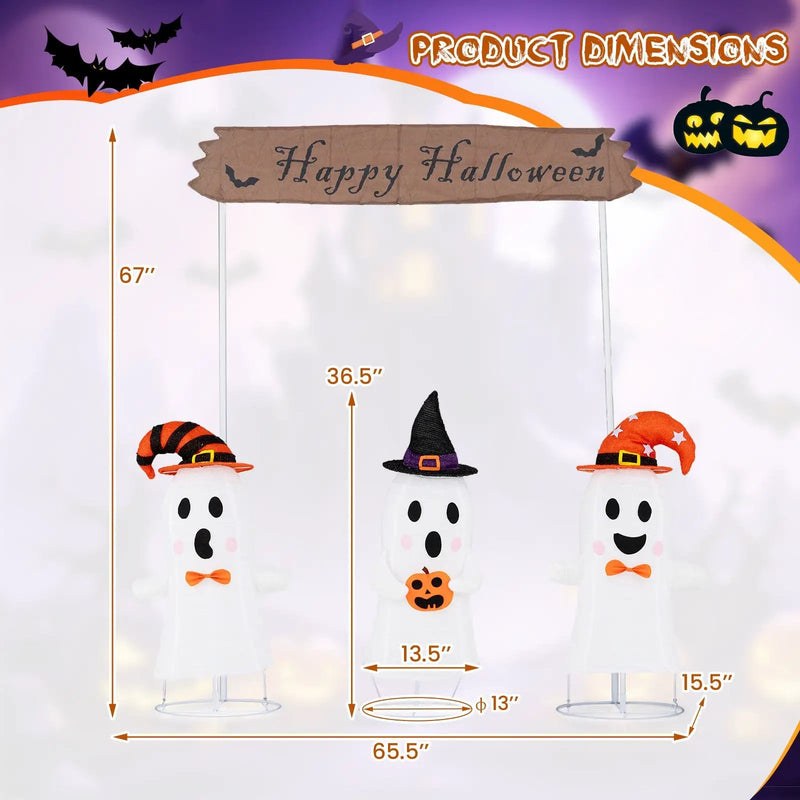 4 Pieces Halloween Decoration Pop up Ghosts with Gate and LED Lights by DirectDeals