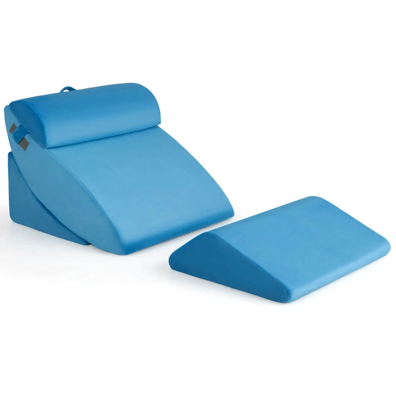 4 Pieces Orthopedic Bed Wedge Pillow Set for Pain Relief-Blue by DirectDeals