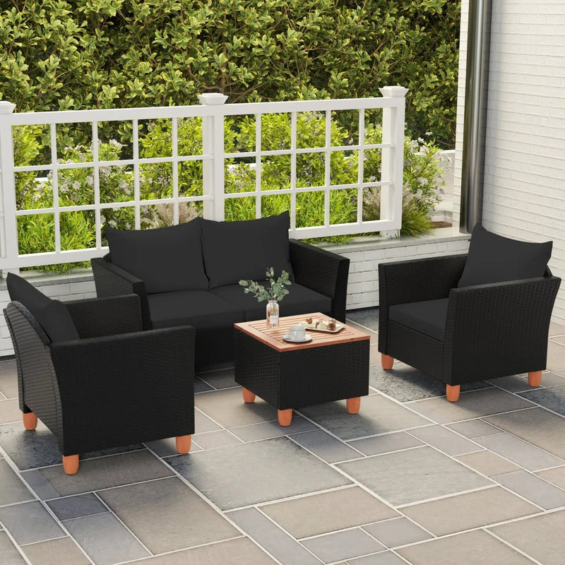 4-Piece Patio Conversation Set with Storage Coffee Table by DirectDeals