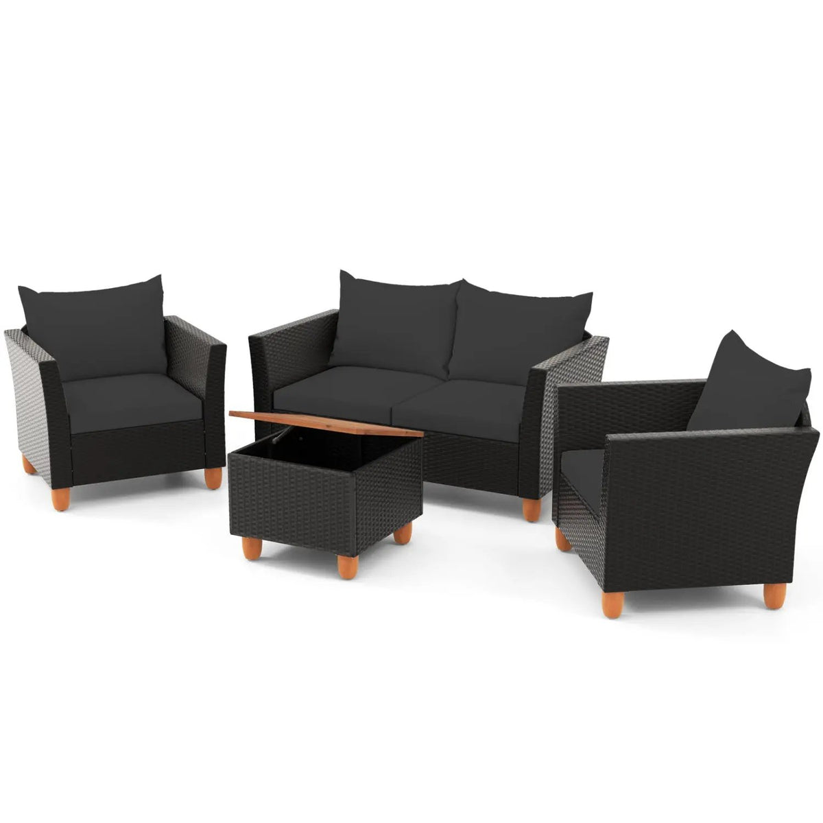 4-Piece Patio Conversation Set with Storage Coffee Table by DirectDeals