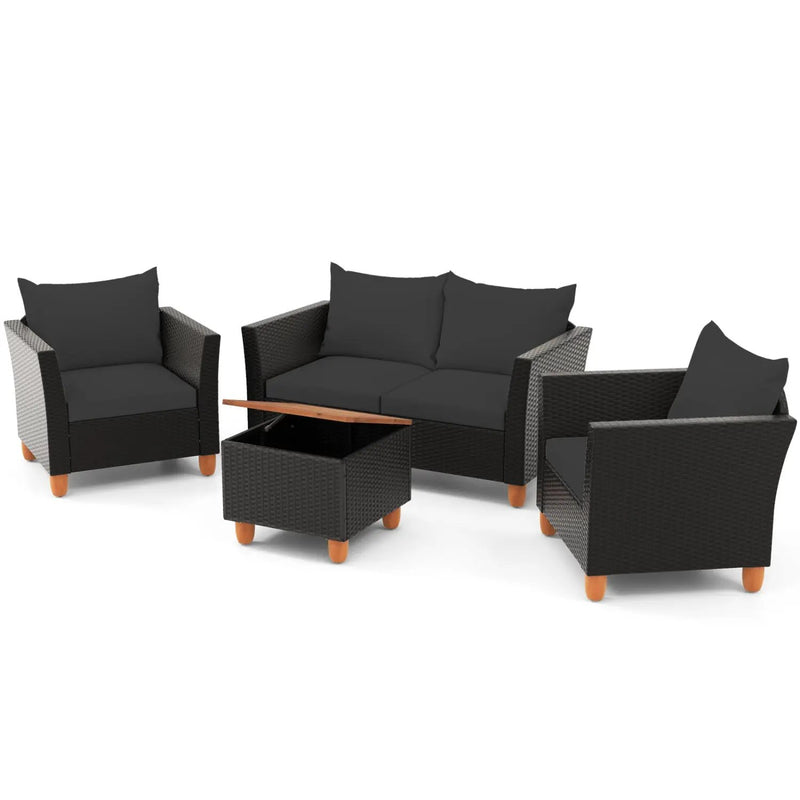 4-Piece Patio Conversation Set with Storage Coffee Table by DirectDeals