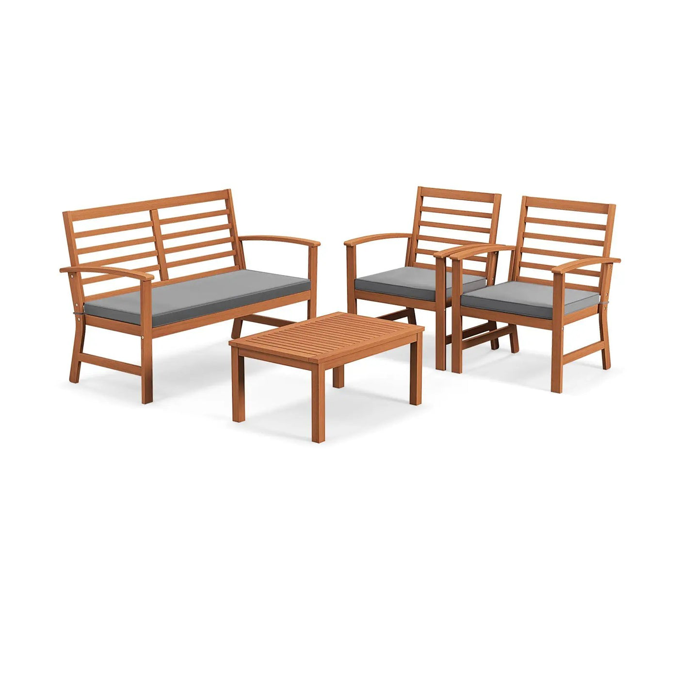 4 Pieces Outdoor Furniture Set with Stable Acacia Wood Frame by DirectDeals