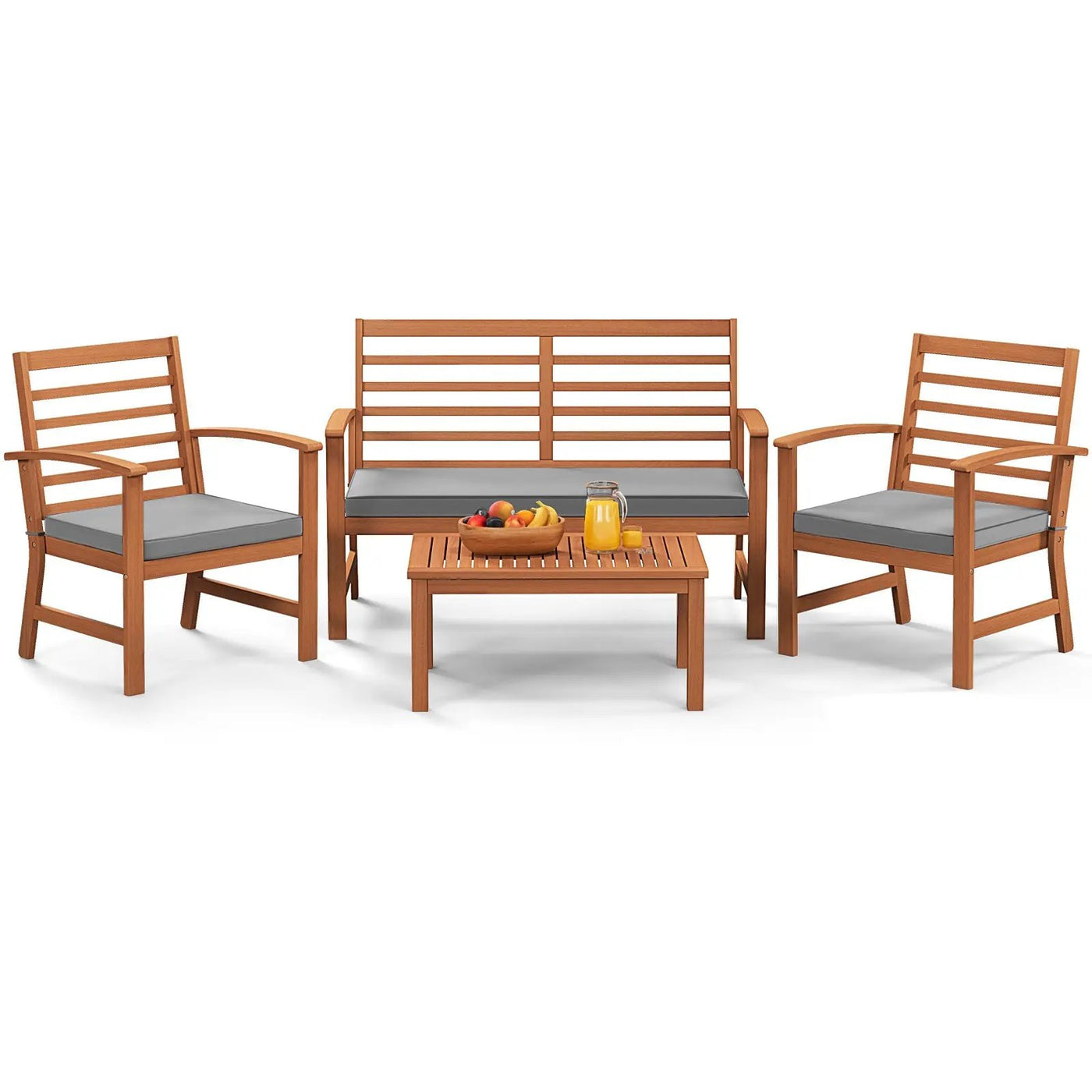 4 Pieces Outdoor Furniture Set with Stable Acacia Wood Frame by DirectDeals
