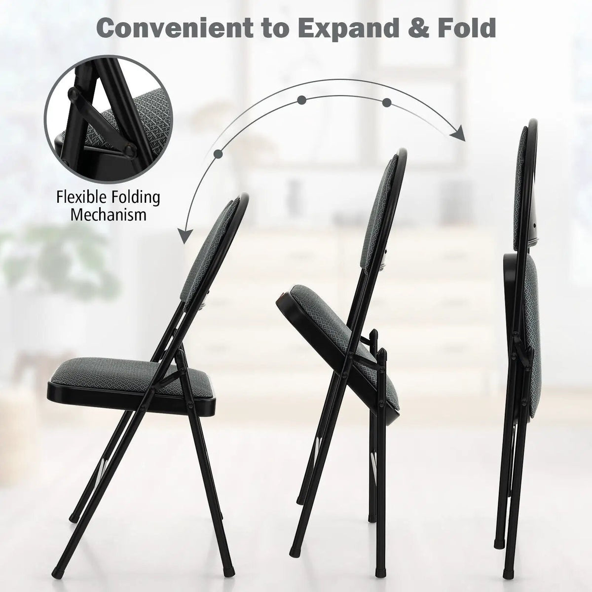 2/4 Pieces Padded Folding Dining Chairs with Backrest by DirectDeals