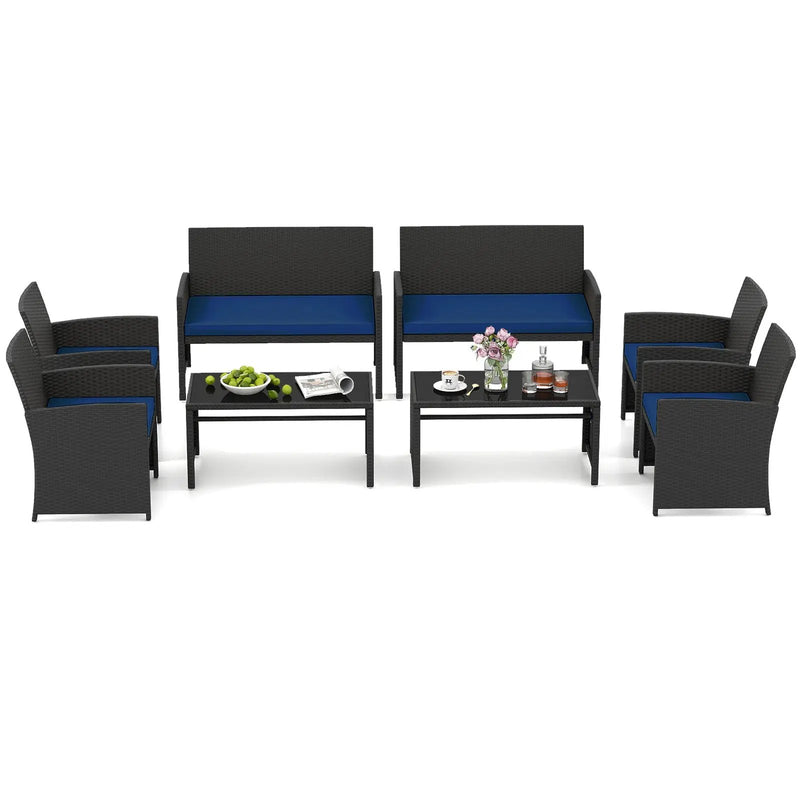 4 Pieces Patio Furniture Set with Tempered Glass Tabletop and Removable Cushion by DirectDeals