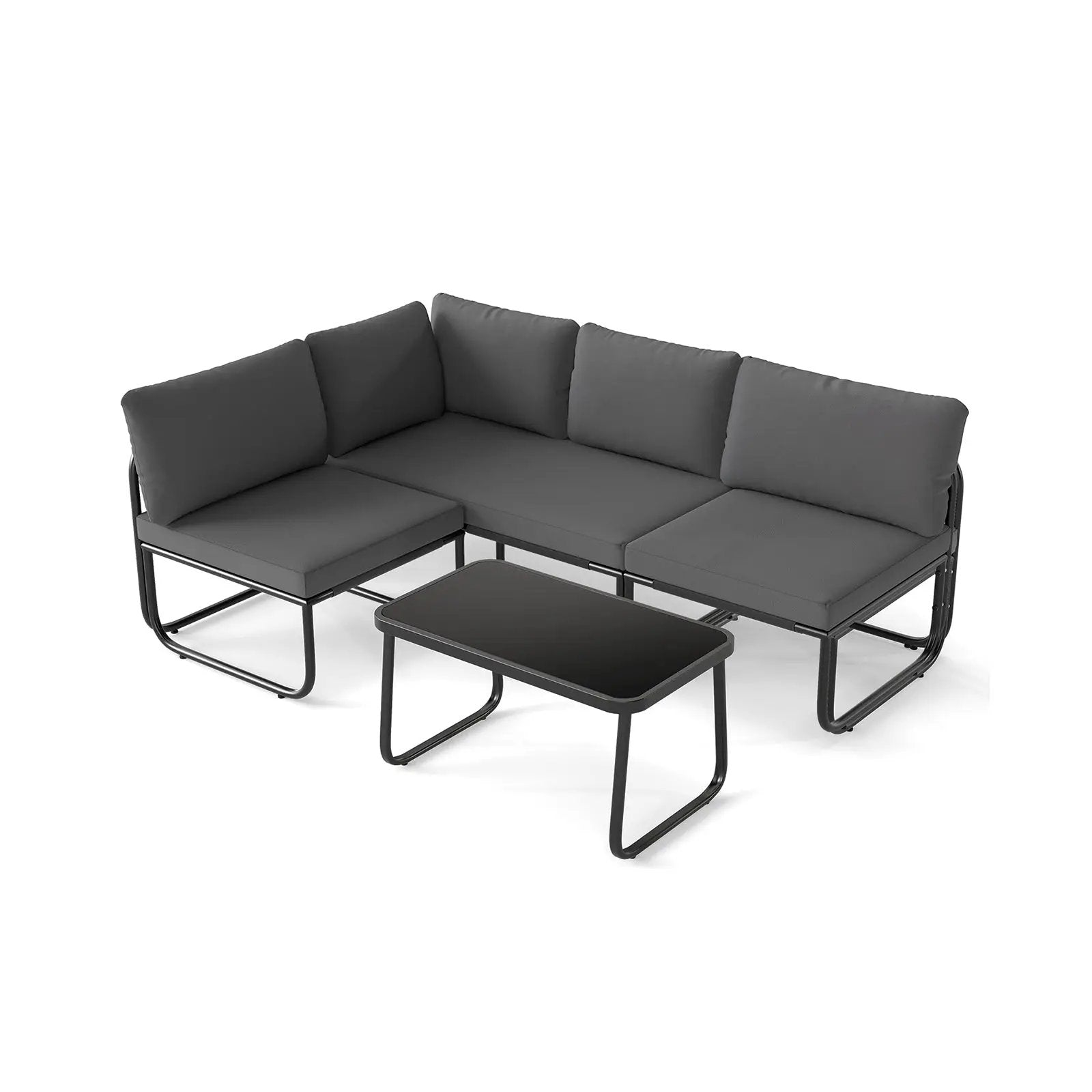 4 Pieces Patio Furniture Set with Cushions and Coffee Table-Gray by DirectDeals