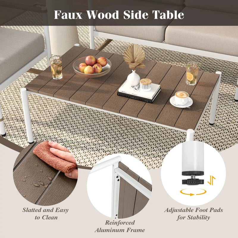 4 Pieces Patio Furniture Set with Thick Cushions and a Coffee Table-Gray by DirectDeals