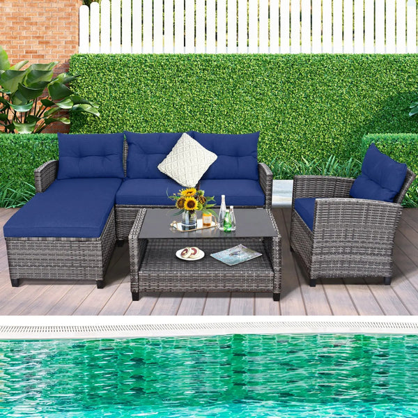 4-Piece Outdoor Sectional Sofa Set with Coffee Table