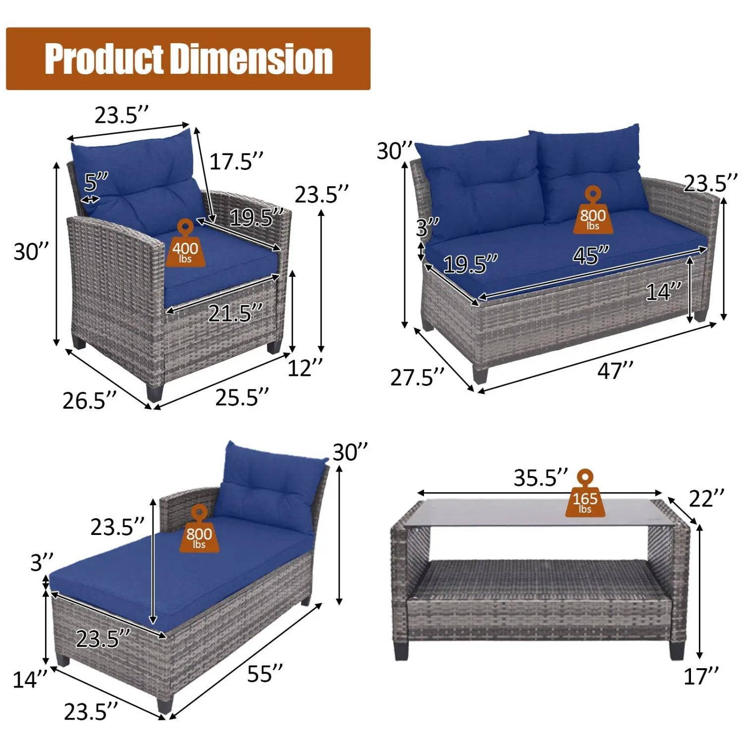 4-Piece Outdoor Sectional Sofa Set with Coffee Table by DirectDeals