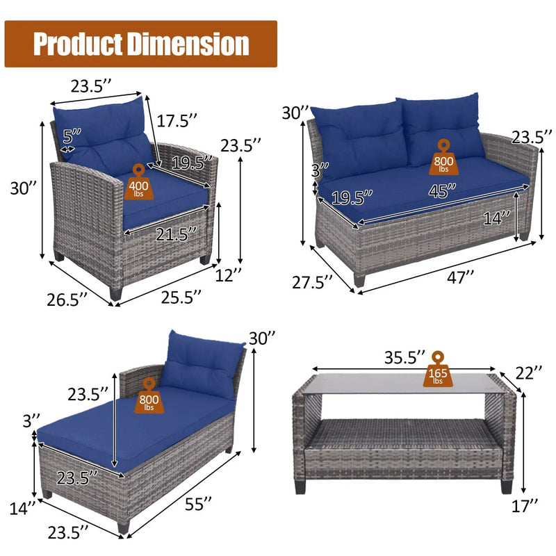 4-Piece Outdoor Sectional Sofa Set with Coffee Table by DirectDeals
