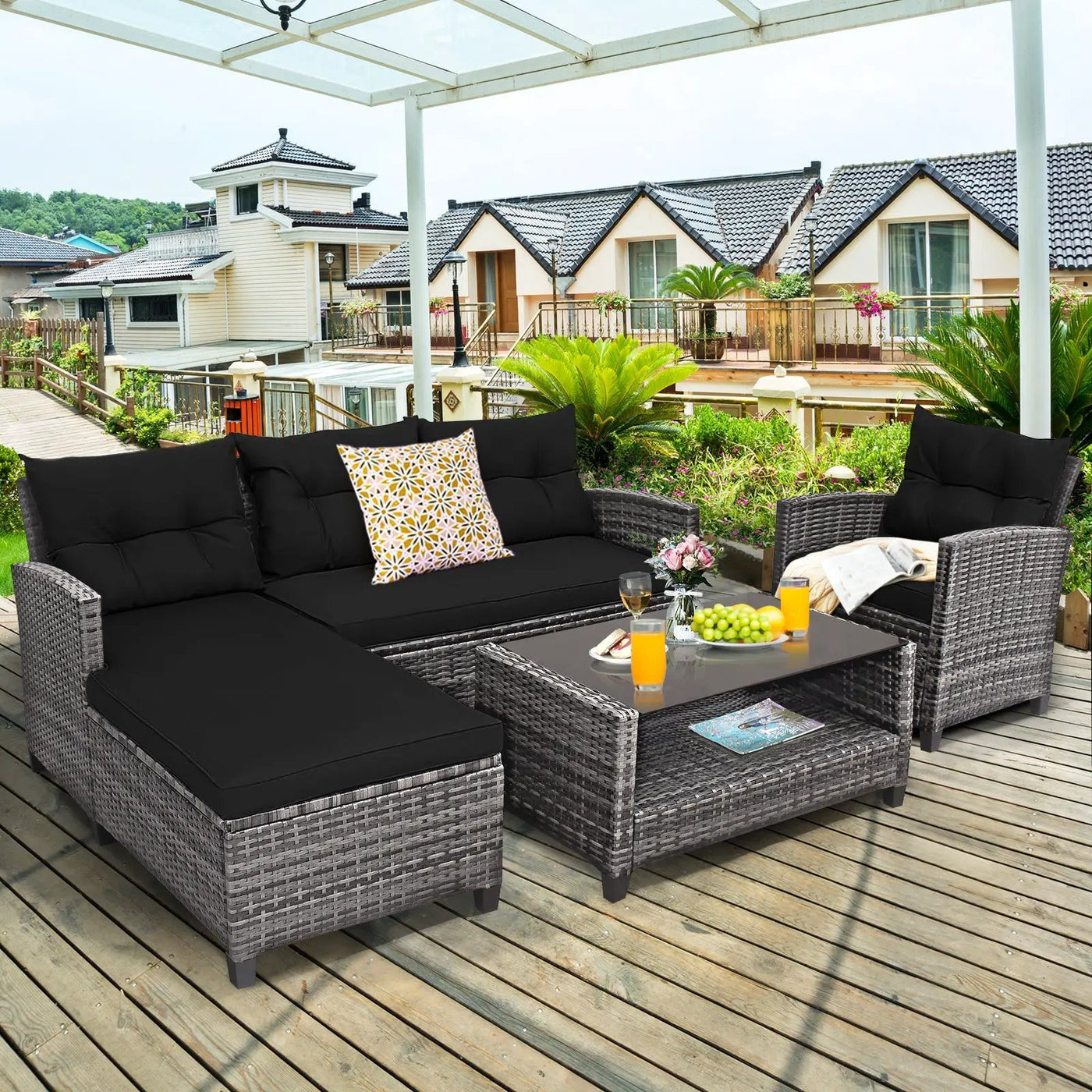 4 Pieces Patio Rattan by DirectDeals