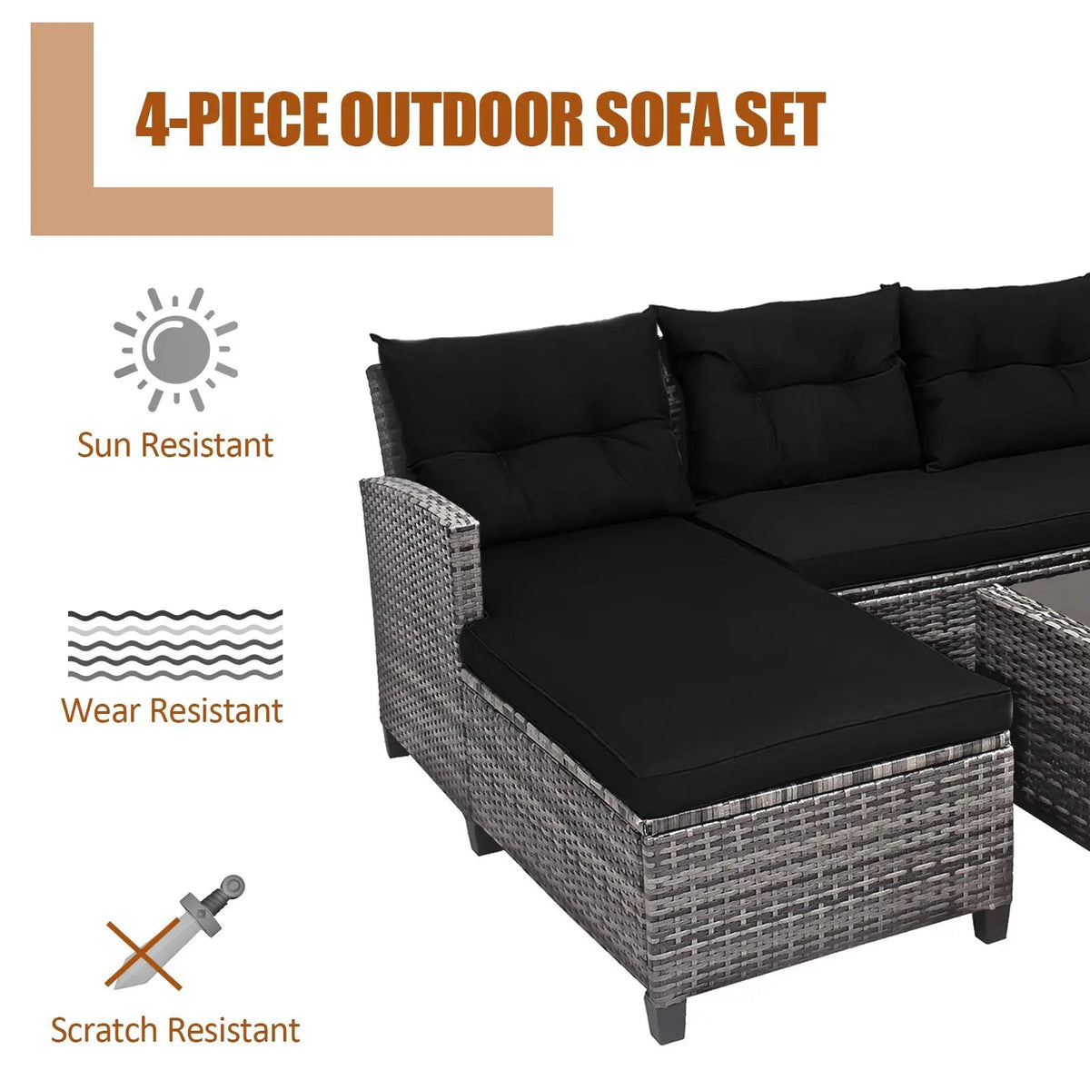 4 Pieces Patio Rattan by DirectDeals