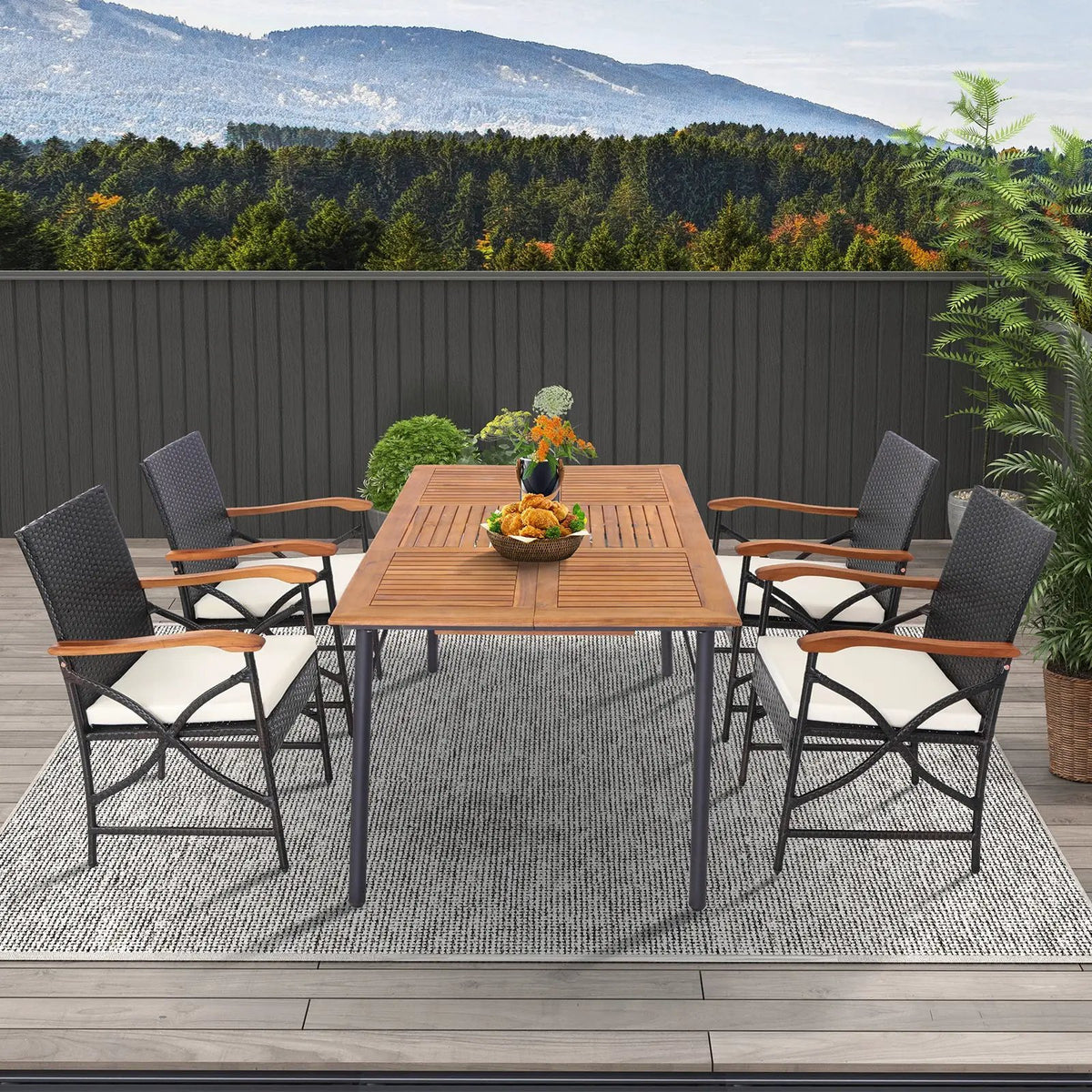 Set of 2/4 Patio Wicker Chairs with Soft Zippered Cushion by DirectDeals