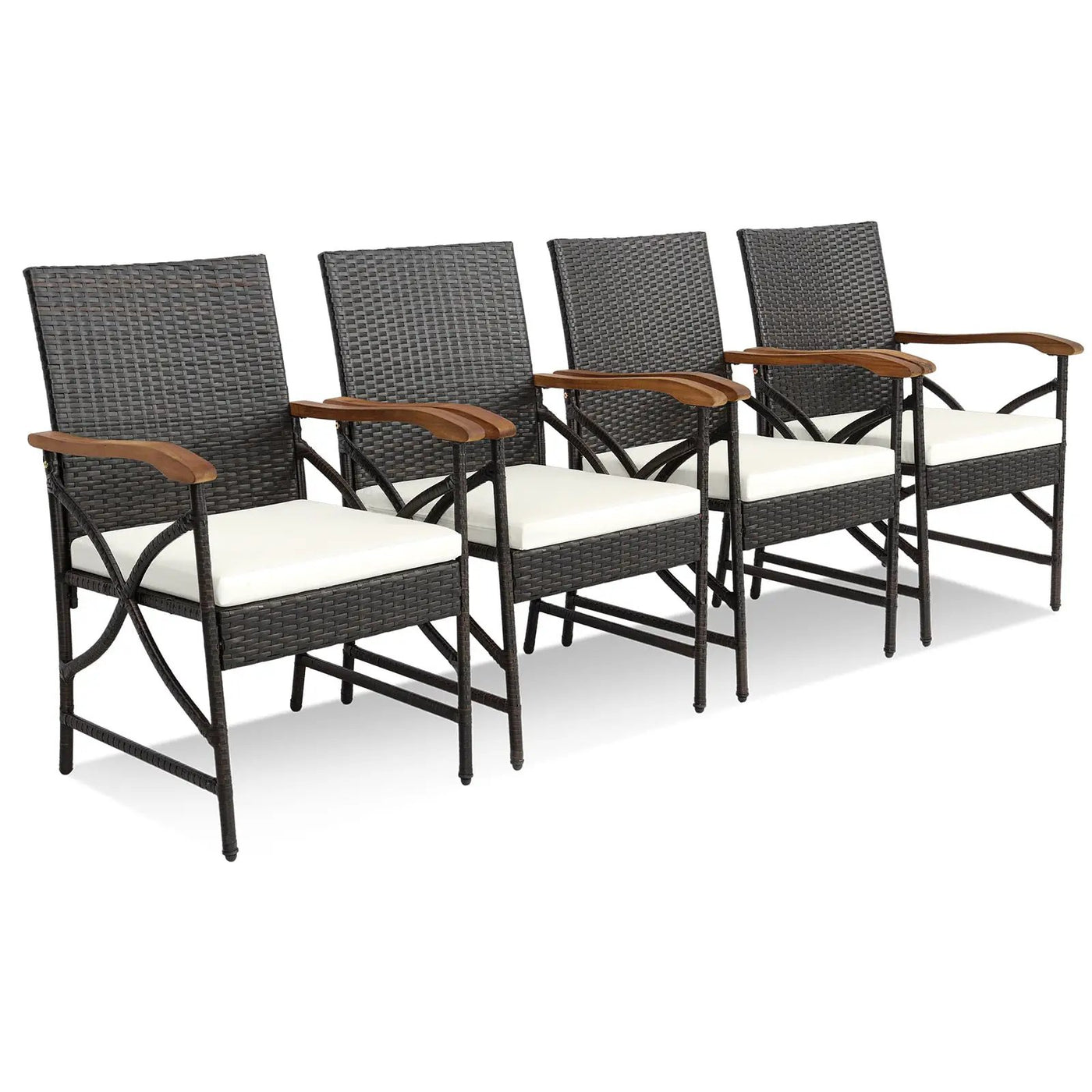 Set of 2/4 Patio Wicker Chairs with Soft Zippered Cushion by DirectDeals