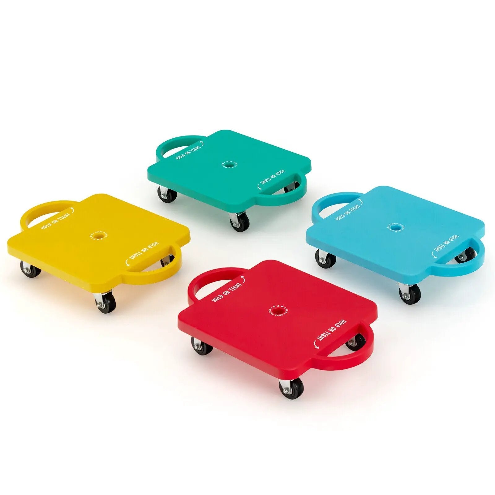 4 Pieces Kids Sitting Scooter Set with Non-marring Universal Casters-Multicolor by DirectDeals