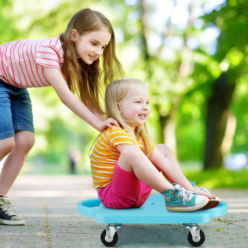 4 Pieces Kids Sitting Scooter Set with Non-marring Universal Casters-Multicolor by DirectDeals