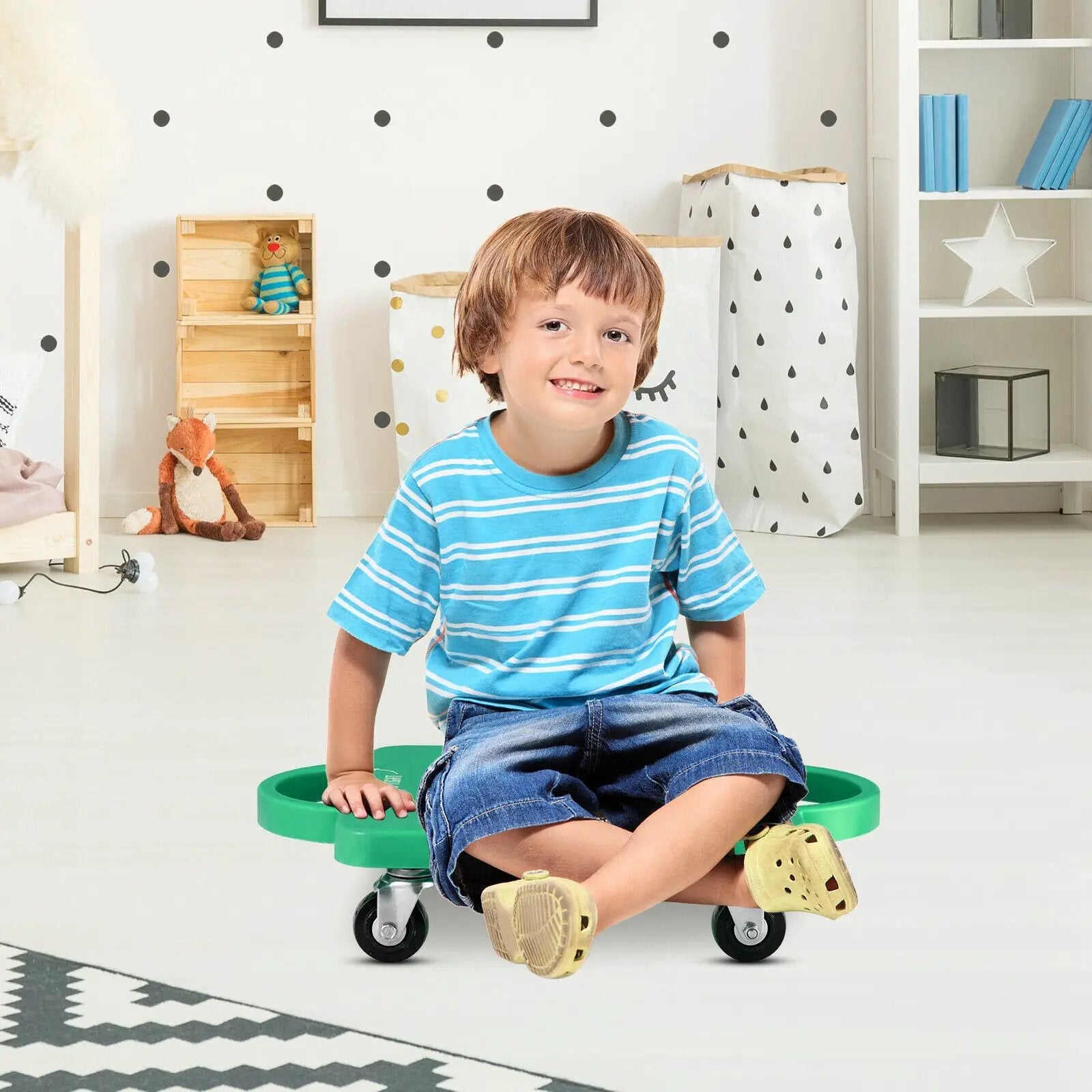 4 Pieces Kids Sitting Scooter Set with Non-marring Universal Casters-Multicolor by DirectDeals