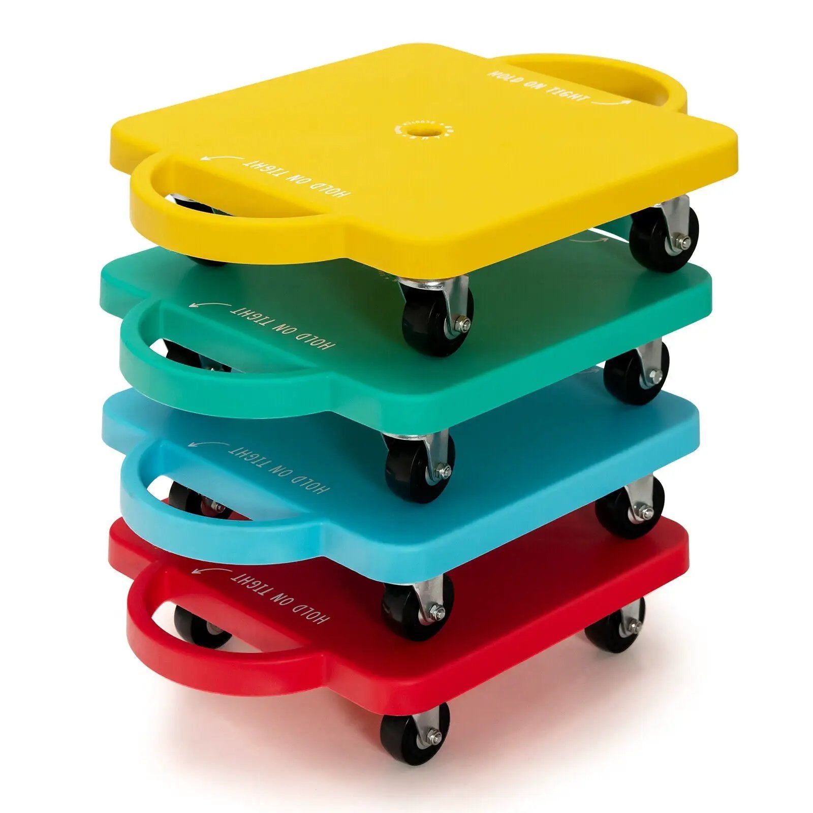 4 Pieces Kids Sitting Scooter Set with Non-marring Universal Casters-Multicolor by DirectDeals
