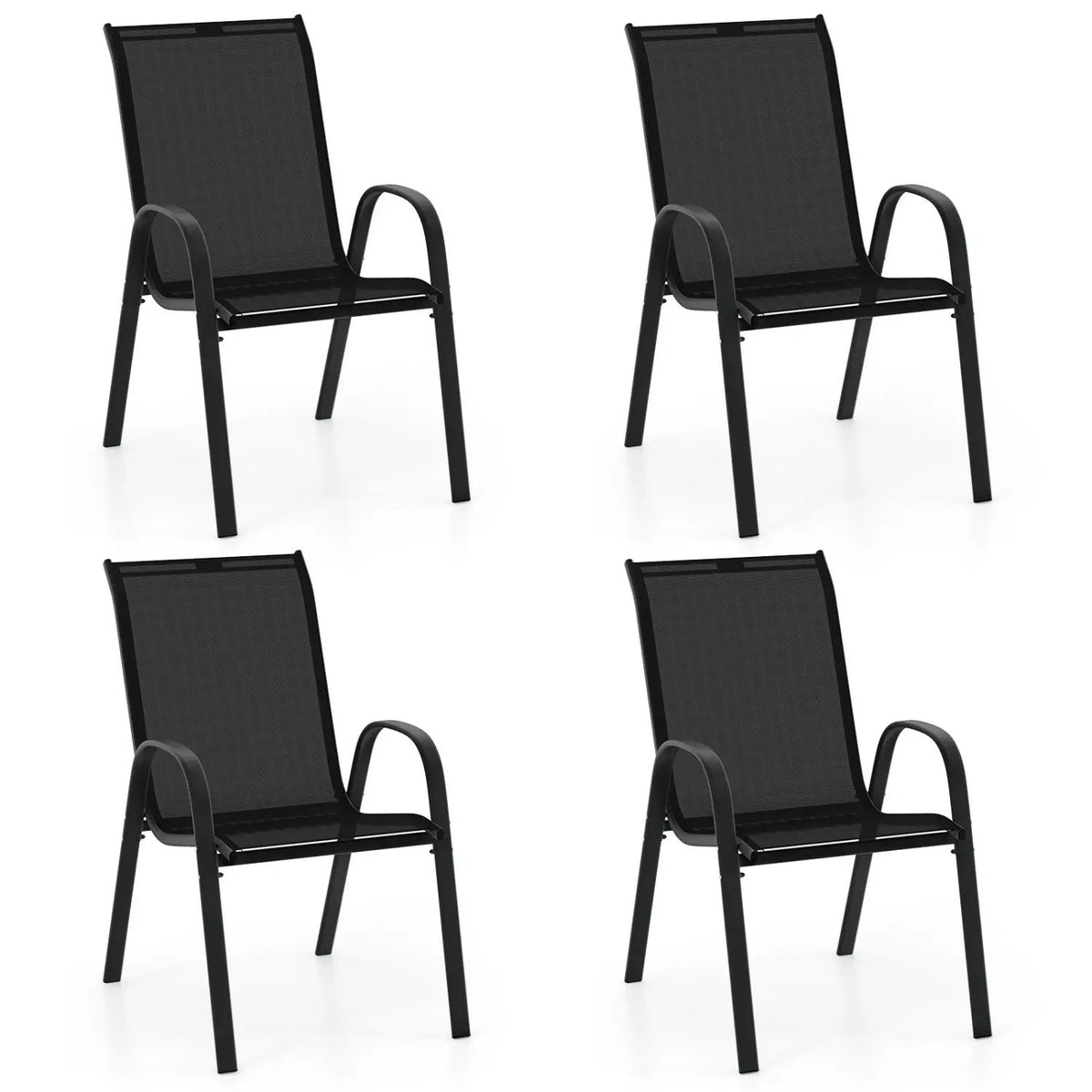 4 Pieces Stackable Patio Dining Chairs Set with Armrest by DirectDeals