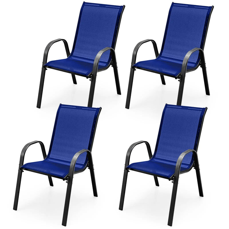 4 Pieces Stackable Patio Dining Chairs Set with Armrest by DirectDeals