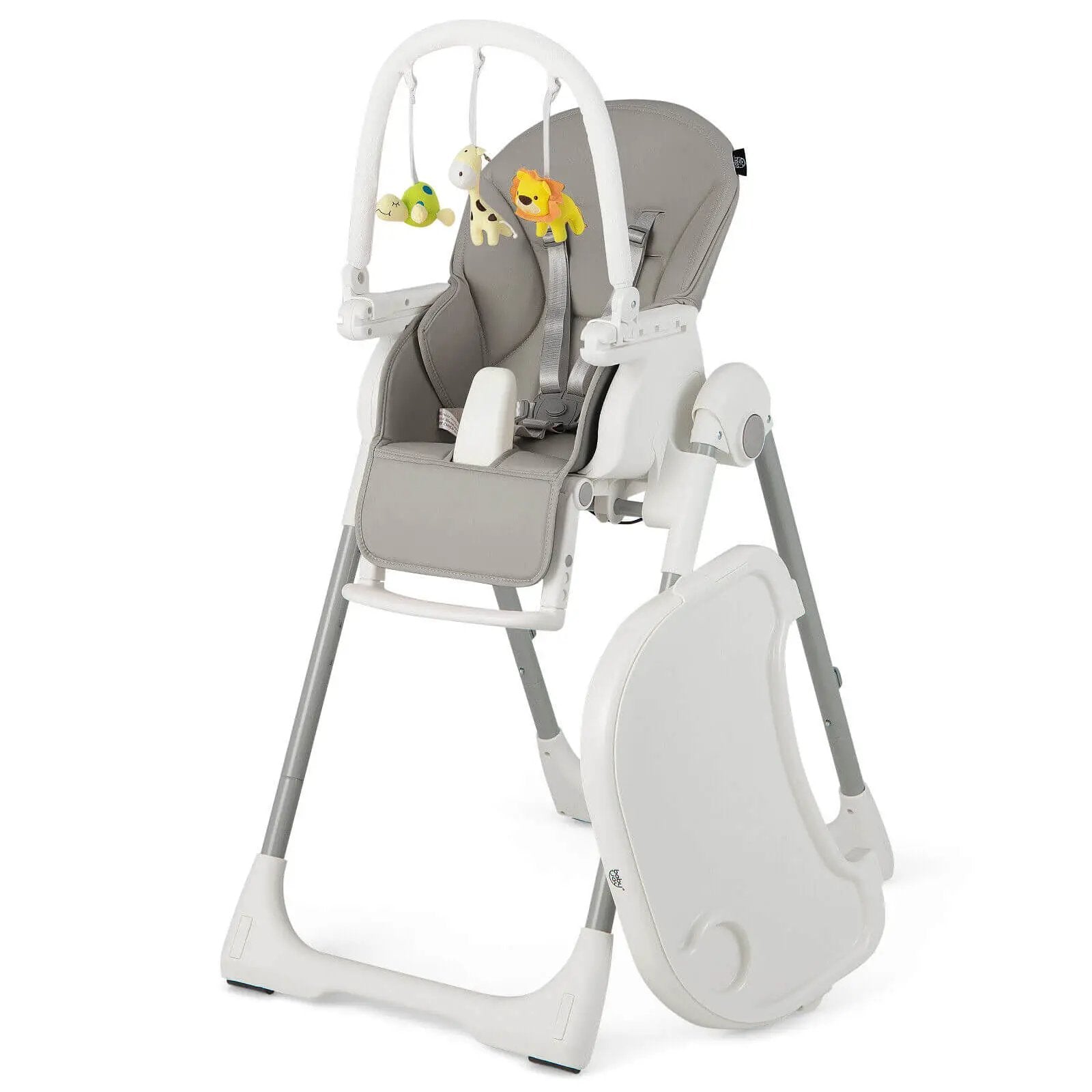 4-in-1 Foldable Baby High Chair with 7 Adjustable Heights and Free Toys Bar by DirectDeals