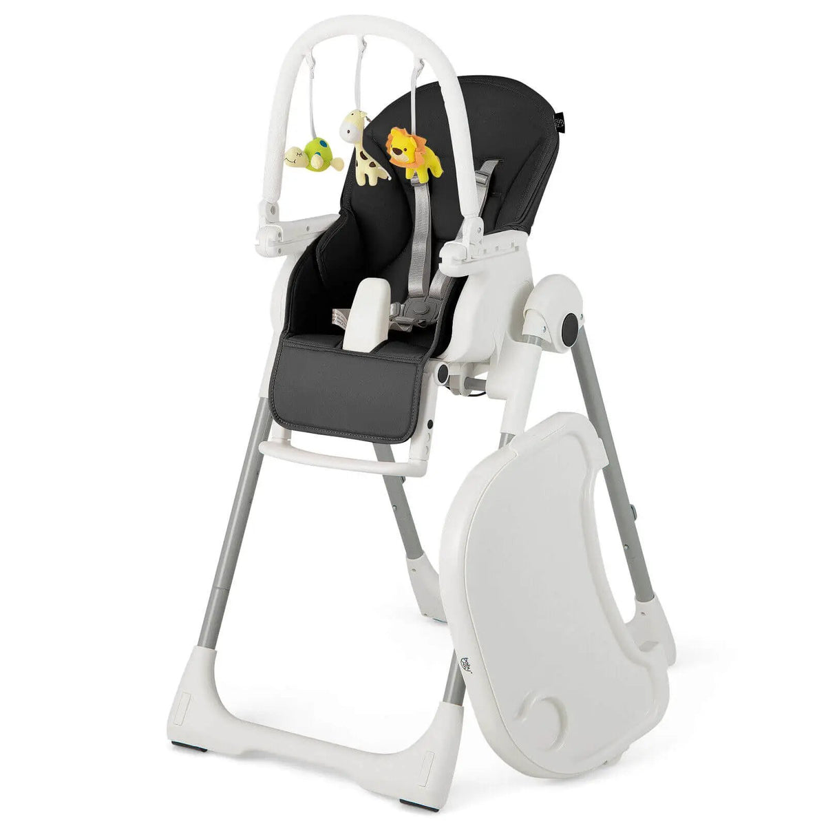 4-in-1 Foldable Baby High Chair with 7 Adjustable Heights and Free Toys Bar by DirectDeals
