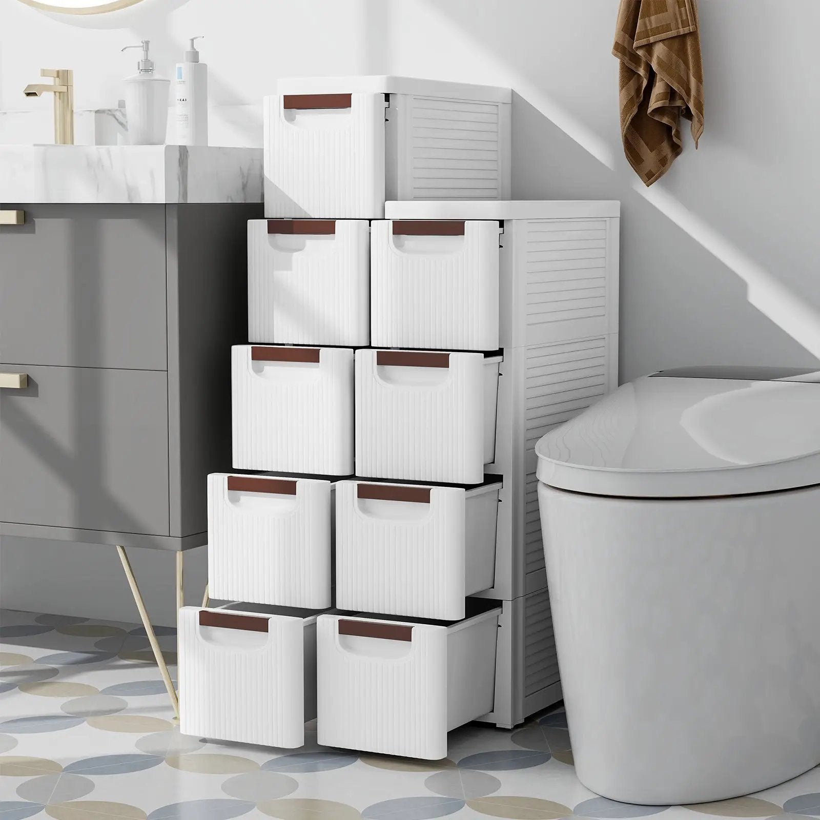 3/4/5/6-Drawer Rolling Organizer Unit Narrow Storage Cabinet with Built-In Wheels for Small Space-4-Drawer by DirectDeals
